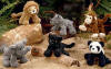 Gund Wild Ones Jungle Set of 6 - set includes a Lion, a Black Panther, a Monkey, Rhinoceros, Panda and an Elephant. Safe for all ages 5 inches each