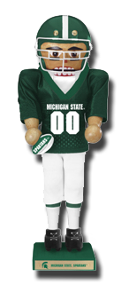 We carry popular College Football Teams in adorable Nutcrackers! Michigan State Spartans and University of Florida Gator in Large Nutcracker Football Players