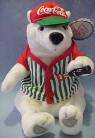 #0261 Coca Cola Baseball Player Polar Bear Bean Bag Plush 8 inches
