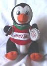 #0263 Coca Cola Hockey Player Penguin Bean Bag Plush 6 1/2 inches