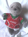 #0266 Coca Cola Soccer Player Seal Bean Bag Plush 8 inches