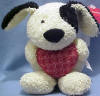 Russ Berrie Heart Warmer Black and White Puppy Dog Holding Your Heart 7 1/4 inches