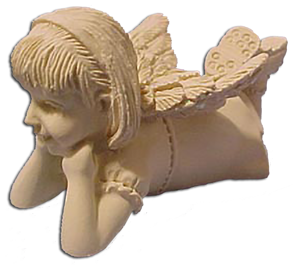 Mountain of Angels Figurine What Now Angel Girl Laying On Tummy