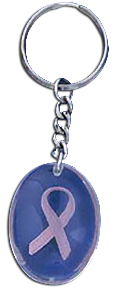Awareness Stones key chains and key rings for Breast Cancer Awareness. Acrylic key fob with a pink cancer awareness ribbon inside.
