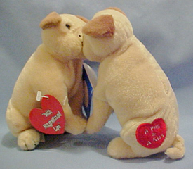 Valentines Plush Pugs Kissing