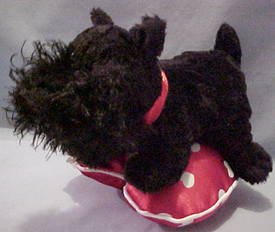 Valentines Day Plush Scottish Terriers on Heart Pillows