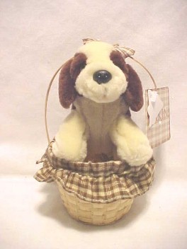 Plush Beagle Puppies in Wicker Baskets