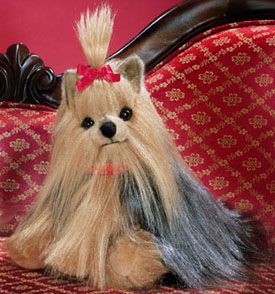 These cuddly soft plush Yorkshire Terriers are just adorable.