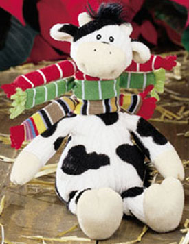 Christmas Cow Stuffed Animals and Ornaments