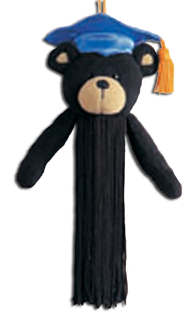 Gund Graduation Tassel Black Bear wearing a Blue Cap and Gold Tassel