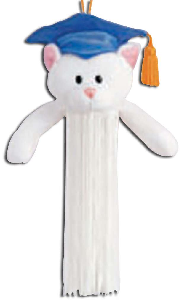 Gund Graduation Tassel White Kitty Cat wearing a Blue Cap and Gold Tassel