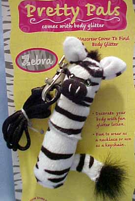 Zebra Glitter Necklaces and Keychains