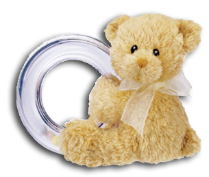 Baby Gund Cuddly Pals Teddy Bear with Cream Ribbon Ring Rattle - Cuddly soft Teddy Bear with ring that rattles (safe for all ages)