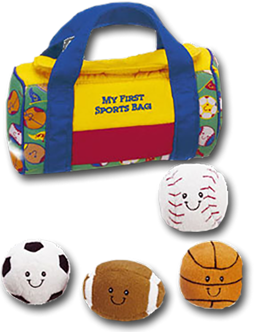 Adorable plush Football, Baseball, Basketball and Soccer Ball Cuddly Soft Baby Rattles and Activity toys!