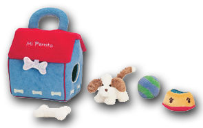 These adorable play sets are made so the wording is in Spanish. We carry the puppy dog and kitten play sets