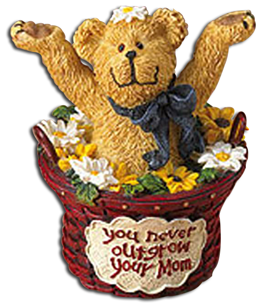 Adorable Bears inside baskets sending a special message to Mom, Grandma, or someone that has been like a mother to you. A great Mothers Day gift idea!