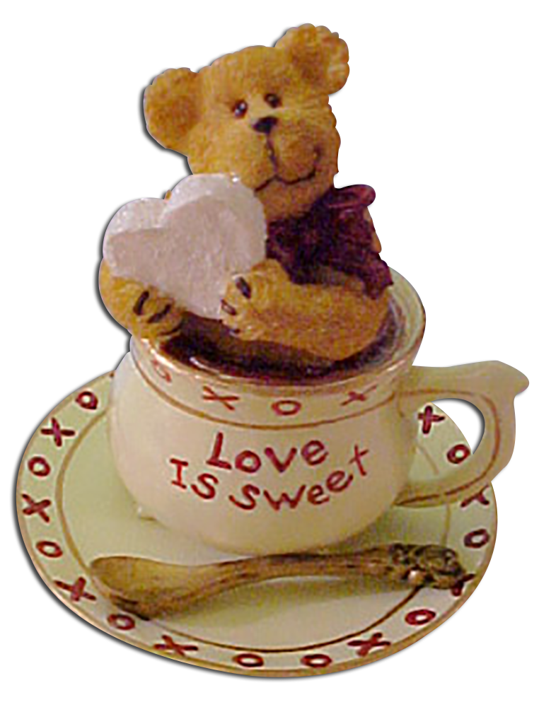 Whimsical Resin Teddy Bear Figures inside of Tea Cups giving warm Valentine's Day wishes to all they touch!