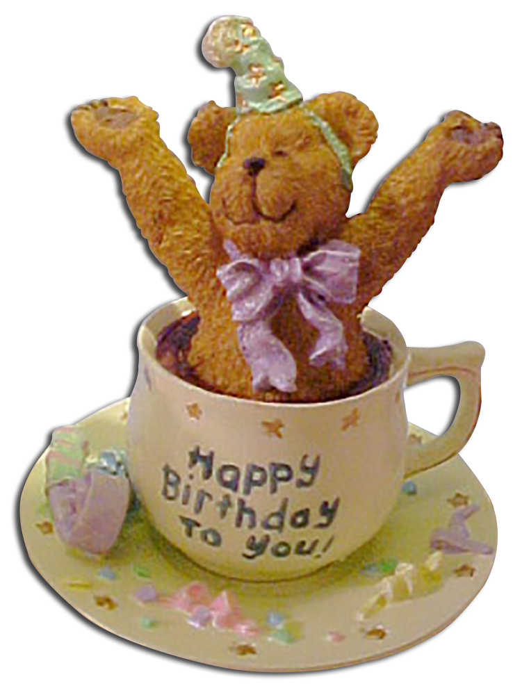 Boyds Teabearies Collection was introduced in 2002. Whimsical Resin Teddy Bear Figures inside of Tea Cups giving warm Birthday wishes to all they touch!