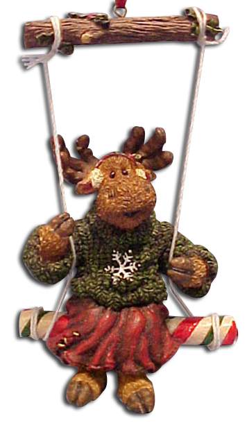 Boyds Matilda Mooselswing is an adorable girl moose ornament that swings on her swing when you hang her on your Christmas Tree.