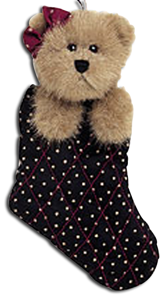 Boyds Bears in Stocking ornaments are cute teddy bears with stockings as their bodies. Soft plush teddy bear ornaments to adorn your Christmas Tree.