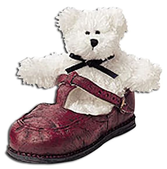 Boyds Bearfoot Friends plush teddy bears in shoes are adorable inside of cold cast resin shoes. The shoes are very detailed and realistic!