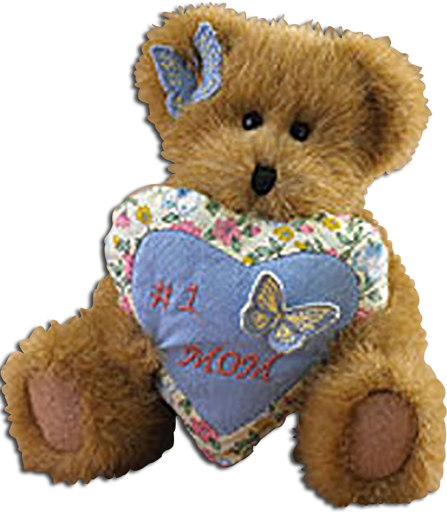 Boyds D. Bestmom Teddy Bear with Plush Heart Pillow "#1 Mom"
- introduced Spring 2005 and has been retired
- Tell mom she's #1! Jointed gold bear with butterfly headpiece holds floral and blue heart shaped pillow with butterfly and "#1 Mom" embroidery.
- poseable
- safe for ages over 3