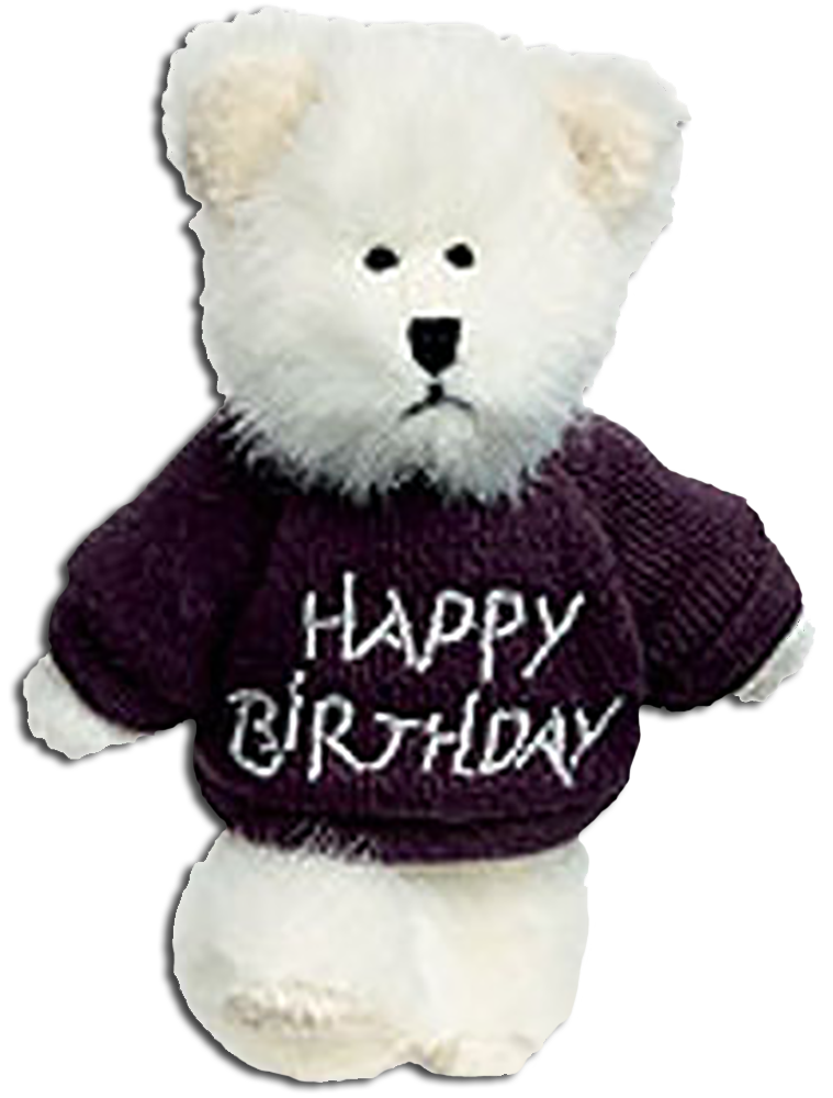 Boyds Bears adorable white teddy bear is sure to please that someone special with a Happy Birthday message!