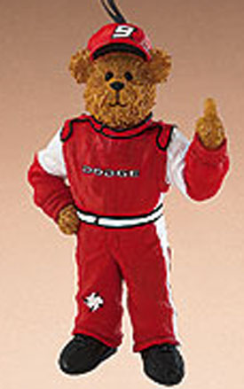 Boyds Teddy Bears dressed in Kasey Kahne NASCAR jumpsuits and T-shirts in plush and resin Teddy Bear Christmas Ornaments.