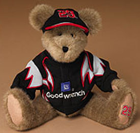 Boyds Teddy Bears dressed in Kevin Harvick NASCAR Jumpsuits in plush Teddy Bears, Resin Figurines, and Christmas Ornaments.