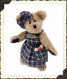 Boyds Clementine Teddy Bear - (introduced Spring 1998 and has been retired)  All decked out in the Country Blues...in classic Plaid with a Heart in her pocket. Clementine has a beautiful soft Beige Chenille fur.  6 inches and poseable