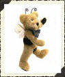 Boyds Clover I. Buzzoff Bumble Bee Teddy Bear-  (introduced Spring 1999 and has been retired)   This adorable little Teddy Bear is disguised as a Bee! He has a golden fur with black stripes. On his back are little wings. Around his neck he has a black bow. To top off his disguise he has antennas on the top of his head!  10 inches and poseable