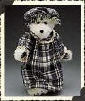 Boyds Grace Bedlington White Teddy Bear - (introduced Fall 1999 and has been retired)  With a cozy plaid Flannel Nightie (just like you used to wear as a little cub) and a Mob Cap to protect her 'Do, Grace is all set for a doozie of a Winter's Nap.  She has soft white Chenile fur.  16 inches and poseable