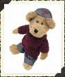 Boyds Teddy Bear Leo Bruinski with 20th Anniversary Seal -   (introduced Fall 1998 and has been retired)  Leo is in a Burgundy sweater grandma knitted for him, his favorite pair of Jeans, a Denim baseball cap for keeping the Sun out of his eyes.  10 inches and poseable