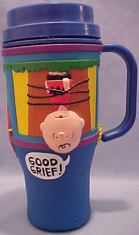 Charlie Brown looks great on these Travel Mugs. The tapered type that fit into cup holders best!