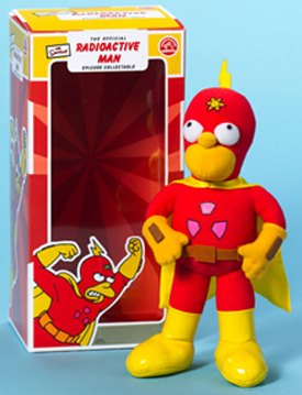 Radioactive Man, Homer, comes in his original box with pictures and information on the episode. Radioactive Man also comes with a limited edition collectible The Simpsons Key Chain.