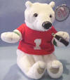 #0262 Coca Cola Football Player Polar Bear Bean Bag Plush