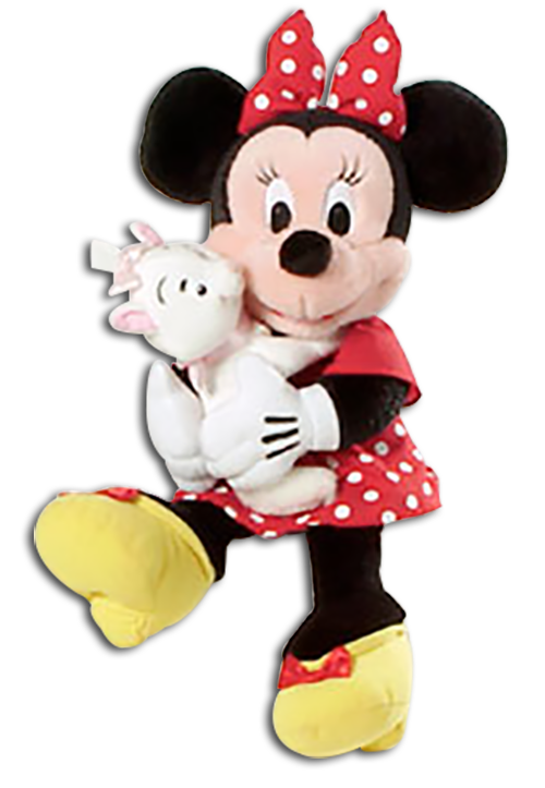 Mickey Mouse and his pals Minnie Mouse and Goofy are all dressed up and ready to play as these large stuffed toy dolls.