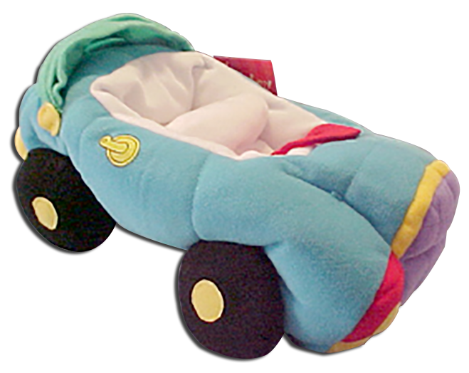 Plush Car
- fits up to 2 of the 7 to 8 1/2" figures found above
- figures are not include and can be purchased separately