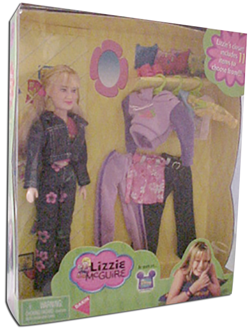 Disney's Lizzie McGuire Hilary Duff Doll Gift Set Closet 
- Gift Set Closet includes 11 accessories PLUS Lizzie Doll. Accessories are 1 skirt, 3 pair of trousers, 4 tops, 1 jacket, and 2 pair of shoes.
- In a Collectors Box
