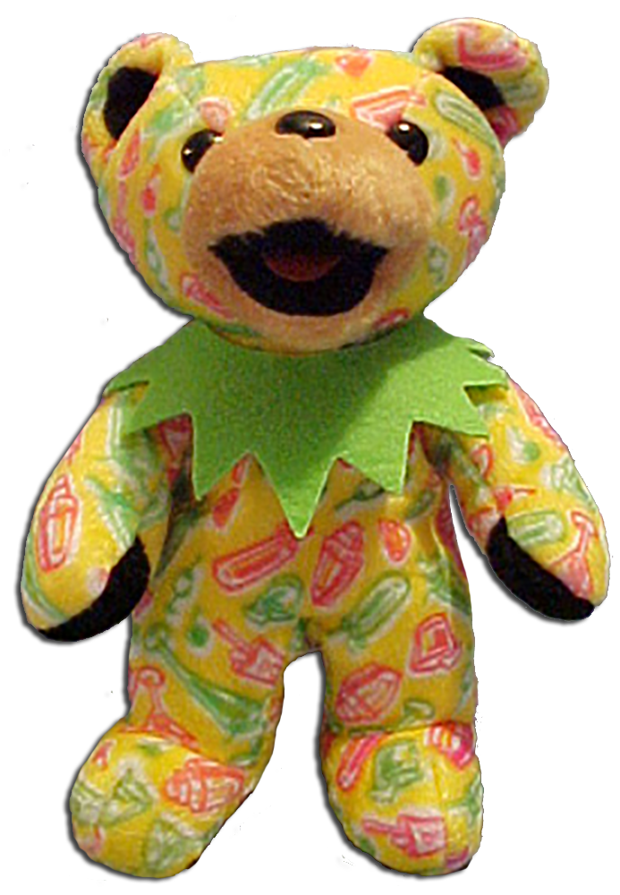 Find Freedom, Treat, Mind Bender, Aloha, Birthday Show, Homer, and El Paso in soft plush stuffed teddy bears.