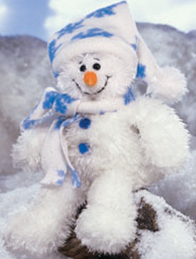 Adorable snowmen in plush, ornaments and teddy bears.