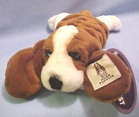 Hushpuppies Logo puppy in many outfits and colors.  A Great addition to any collection or just to put a smile on your face!
