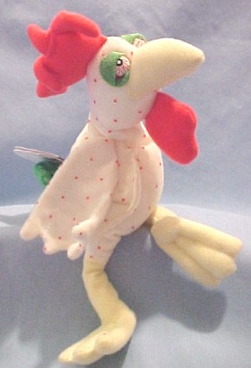 Meanies Plush Chicken Pox Stuffed Toy- 
- Series 2
- Poem in tag: "Red spots were all over this chick. He'd itch and he'd scratch and he'd pick. 'The pox' was contagious, the itching outrageous, and those scabs would make other chicks sick."