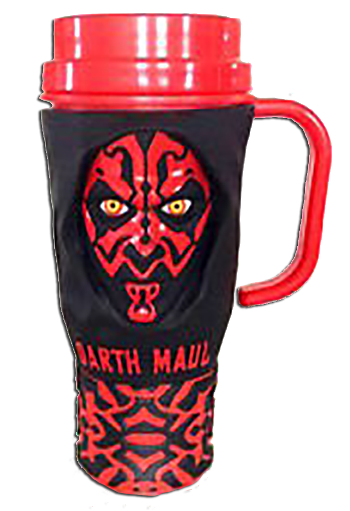 Darth Maul the evel villian from Star Wars Episode 1 is a well made commmuter mug for taking your coffee to go. This to go cup is perfect for any Star Wars fan!
