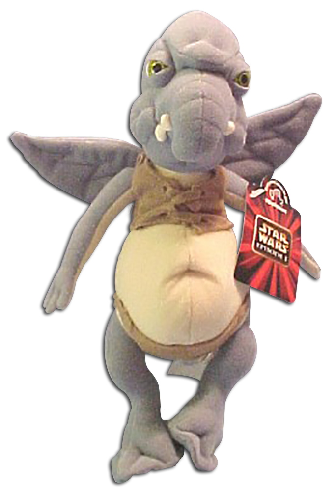 The alien, Watto, from Star Wars Episode 1 the Phantom Menace is an adorable plus doll. He has his little pot belly and wings on his back as this Watto Stuffed Toy.