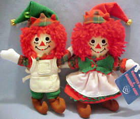 Adorable Raggedy Ann and Andy Christmas Ornaments make great Christmas Gifts for any Raggedy Ann fan from 2 to 102.