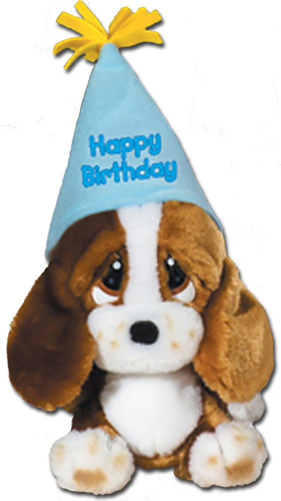 Sad Sam and Honey Basset Hounds are dressed up in their Birthday Hats and party finest as these adorable cuddly soft plush stuffed animals.