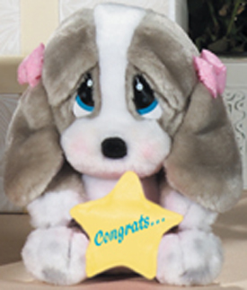 Sad Sam and Honey want to wish that special someone Congratulations Basset Hound style as these cuddly soft plush stuffed animal toys