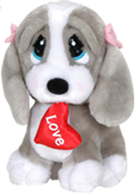 Sad Sam and Honey Basset Hounds for Valentine's Day are ready for love! The adorable Puppies are dressed in their Valentine's best carrying hearts, boxes and more.