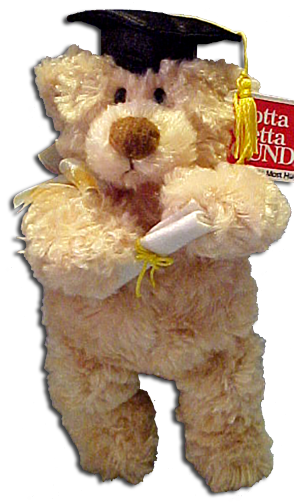 Gund Plush Manni Graduate Teddy Bear
- he has a diploma in his paws and a black cap with tassel on his head